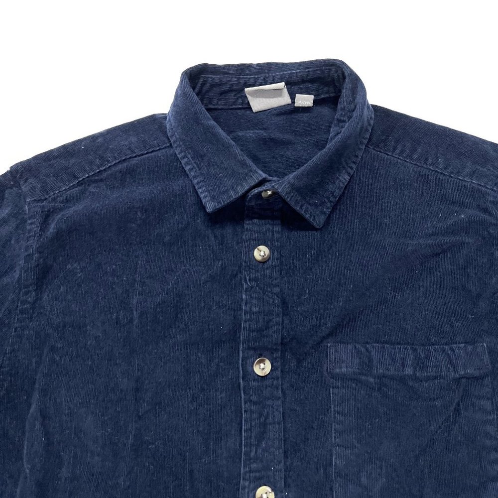 Asos Mens Button Front Corduroy Shirt Medium Blue Long Sleeve